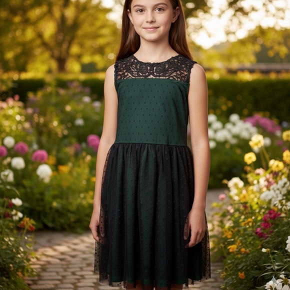 Epic Threads Other - Epic Threads Emerald Green and Black Kids Formal summer Dress size XL